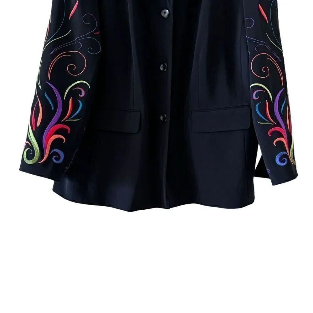 Travis Ayers 2 Piece Black Embroidered Tailored Jacket Skirt Suit Plus SZ 18W - Picture 4 of 16